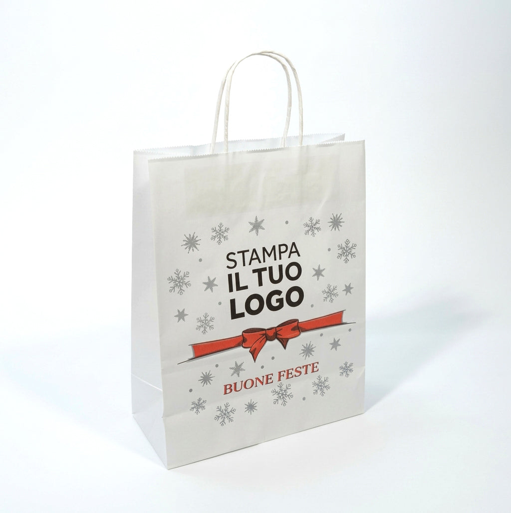 Shopper Carta Ritorta Fast Natale Fiocco