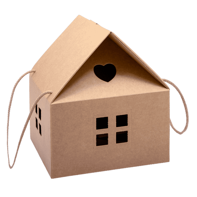 Scatola Casetta con Cordino Avana