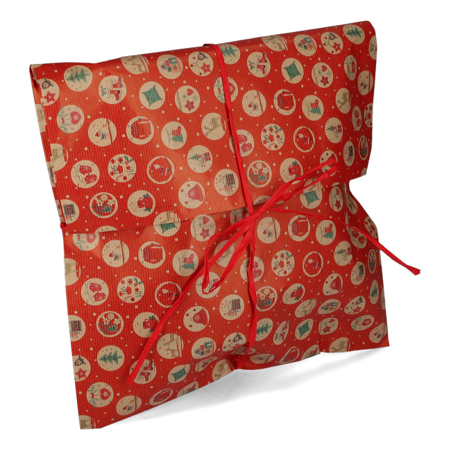 Sacchetto In Carta Con Raphia Red Xmas