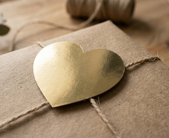 Etichette Adesive Cuore Oro Metal In Carta